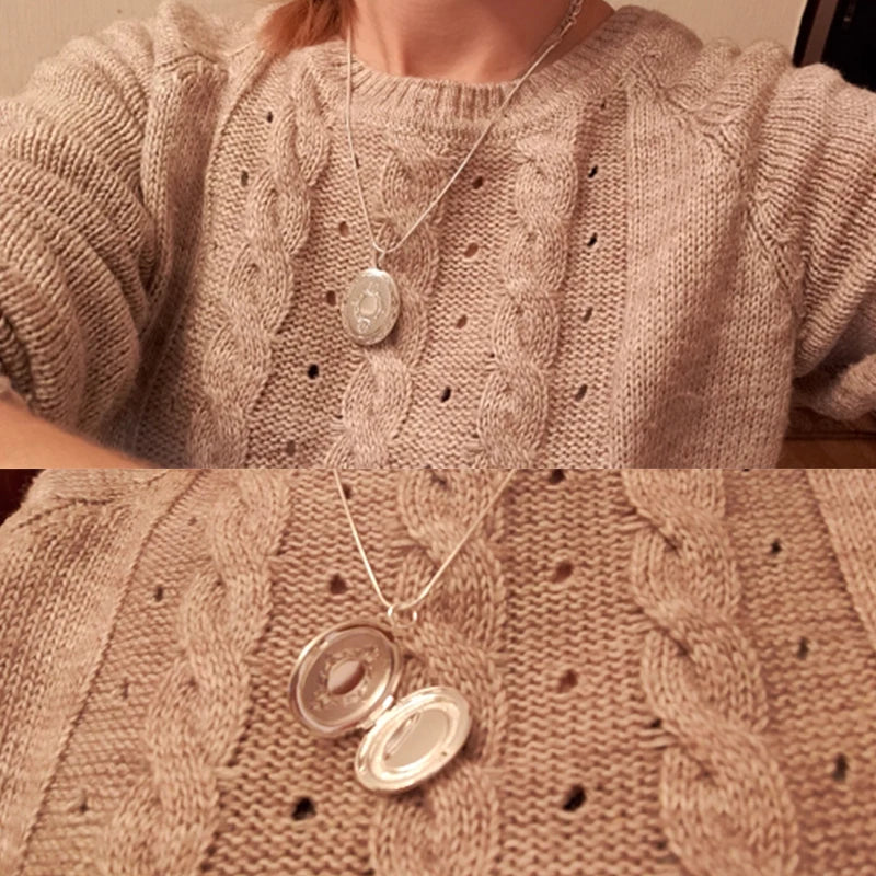 925 Hopea simpukka-medaljongi kaulakoru valokuvalle, saatavana ei variaatioita