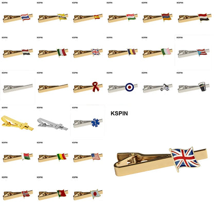 Men's national flag patterned tie bar, multiple countries