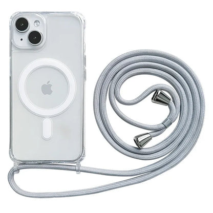 Crossbody Kaulanauha iPhone-suojakuori MagSafe - Läpinäkyvä Magneettinen Kotelo