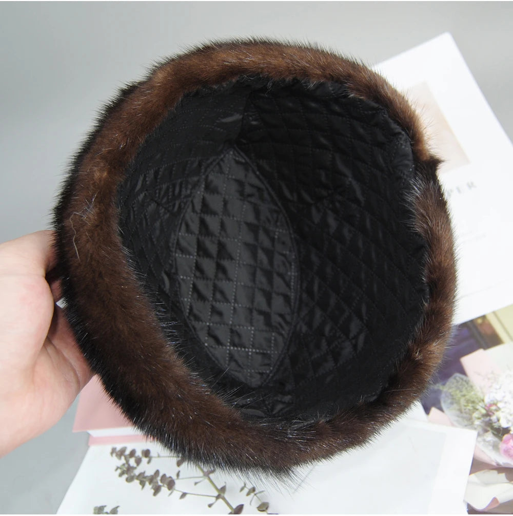 Genuine mink fur hat, luxury winter hat, unisex