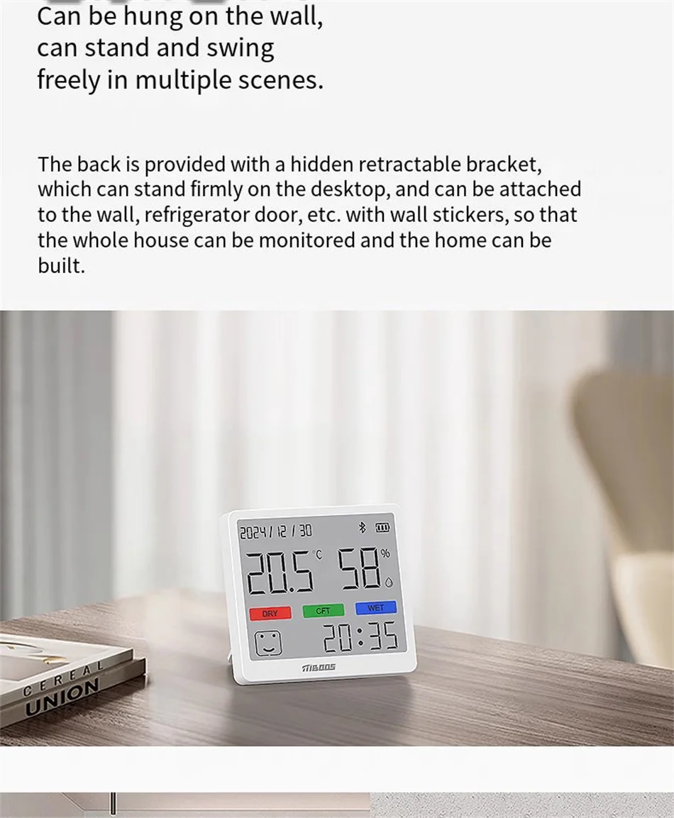 LCD Digitaalinen Lämpö- ja Kosteusmittari - Sisäilmamittari Kellolla