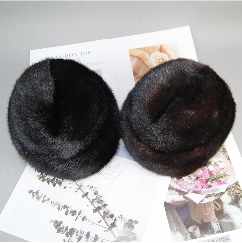 Genuine mink fur hat, luxury winter hat, unisex
