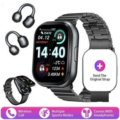 2-in-1 Smartwatch with wireless headphones, calls, health modes, sports modes, New 2025