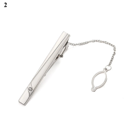 Men's silver-tone tie clip, decorated with beautiful crystal, available in different variations