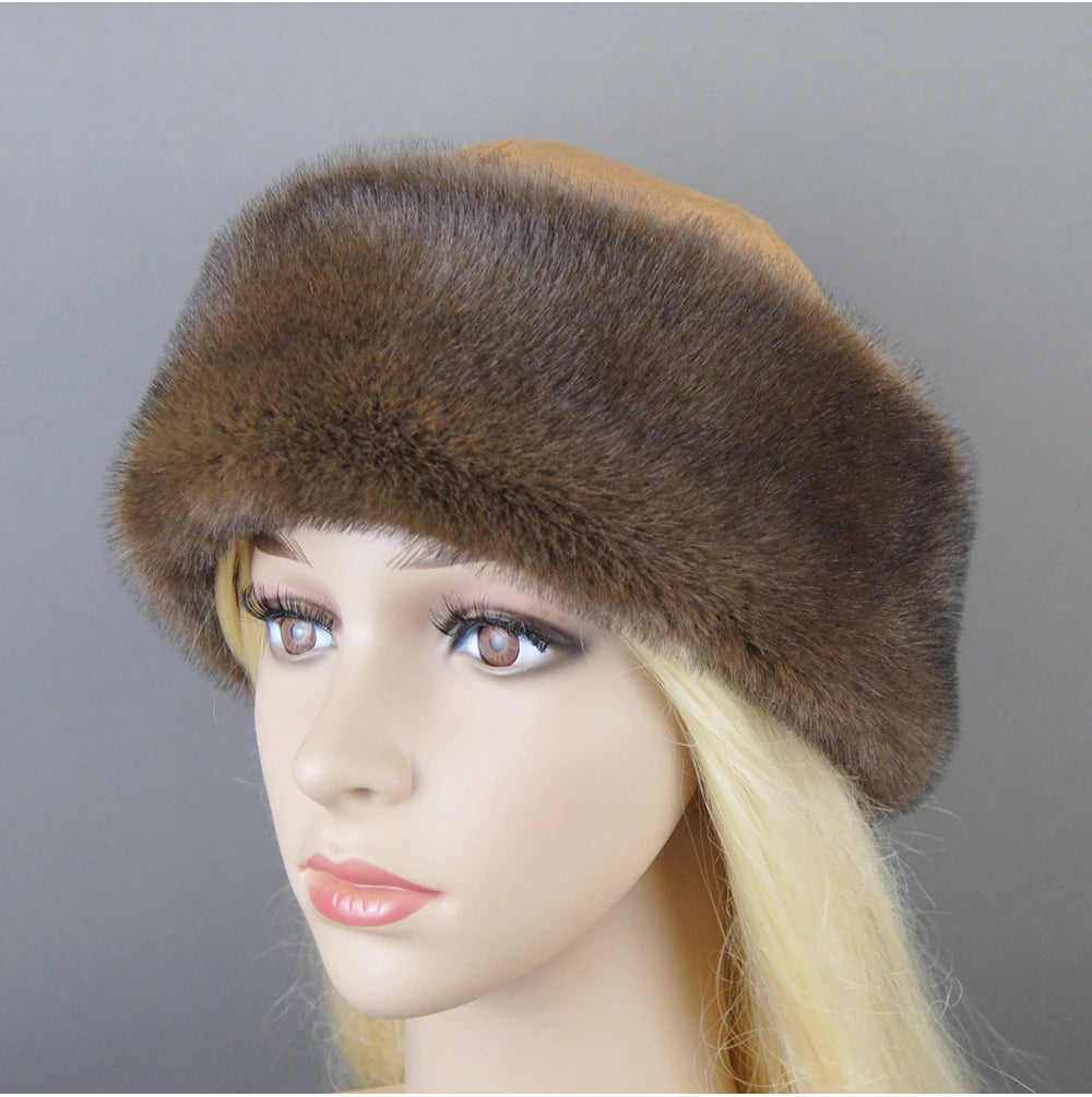 Women's luxury mink fur hat, available in different variations