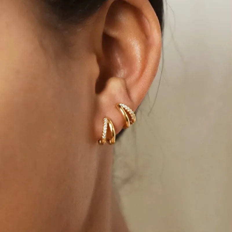 Steel hoop earrings for women