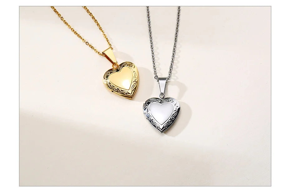 VNOX Heart Locket Necklace with Picture and Name for Women