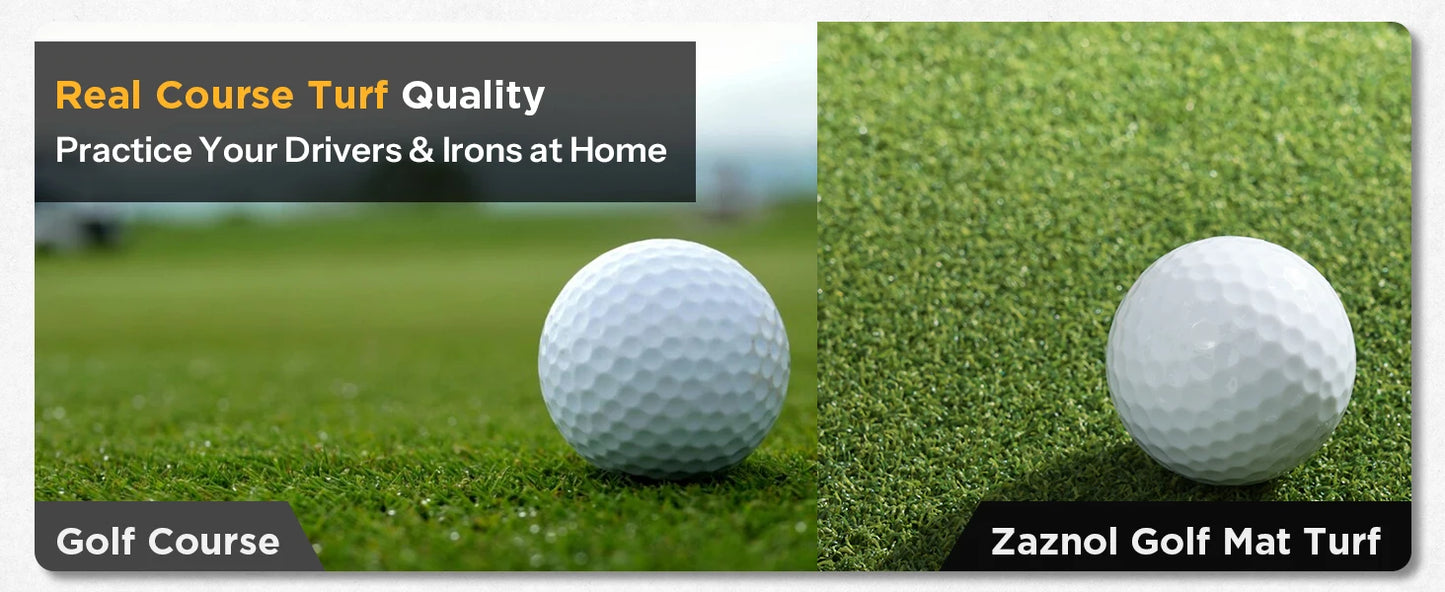 Golf practice mat 5x4ft, double-sided turf with swing guide lines