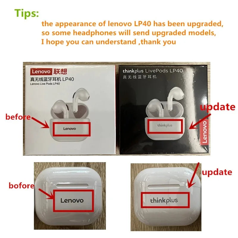 Lenovo LP40 Wireless Bluetooth 5.0 Earbuds