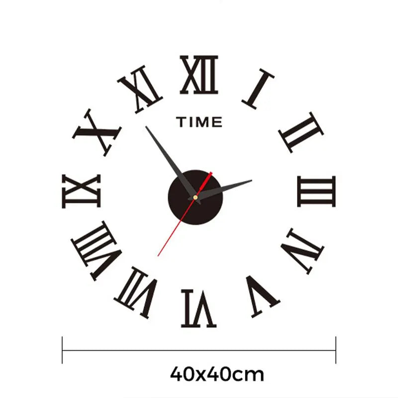 3D Acrylic Wall Clock with Roman Numerals - Mirror Surface DIY Self-Adhesive Clock
