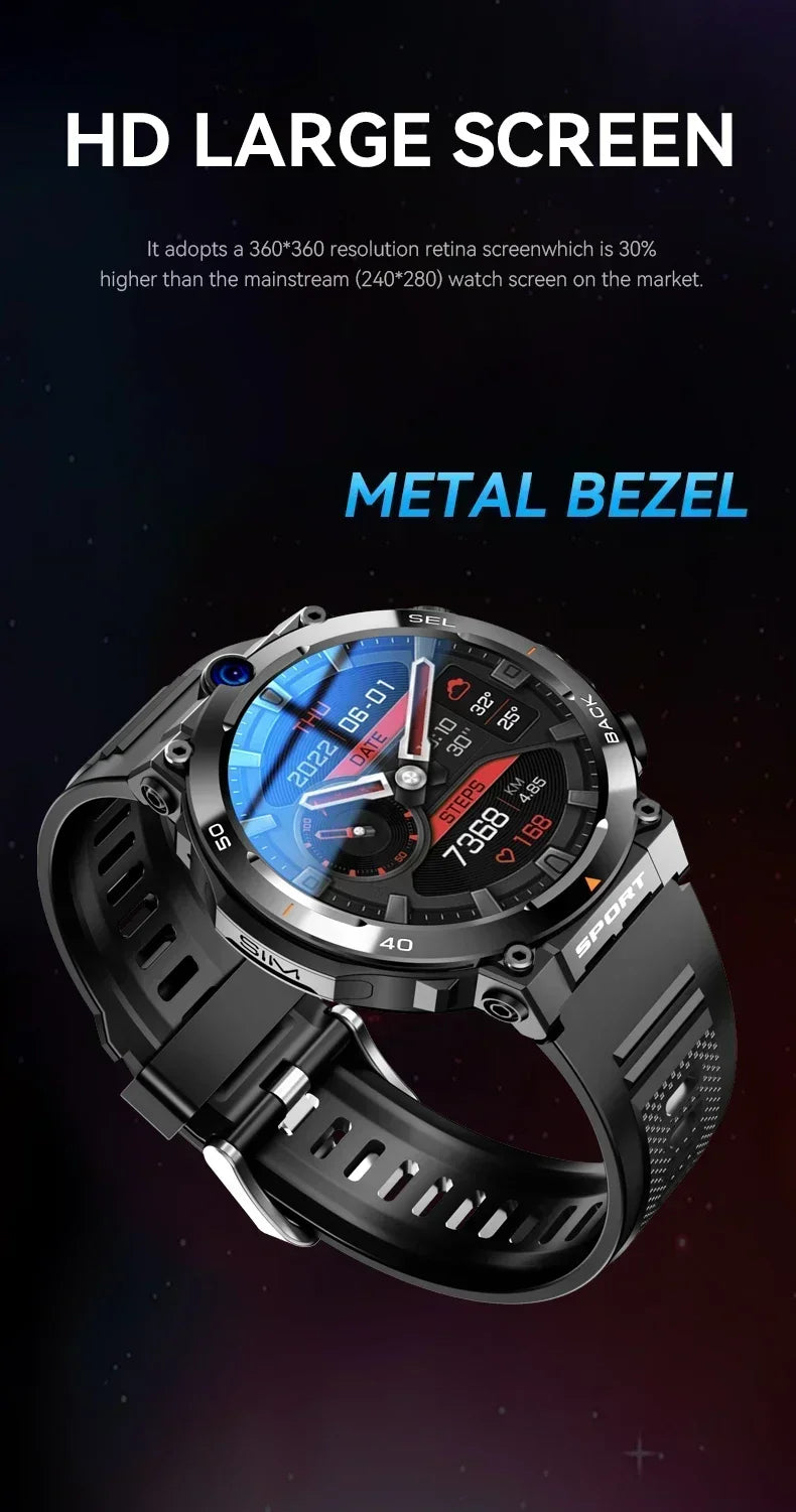 H10 4G LTE Smartwatch for Men, High-Tech, Dual Camera and Video Calls