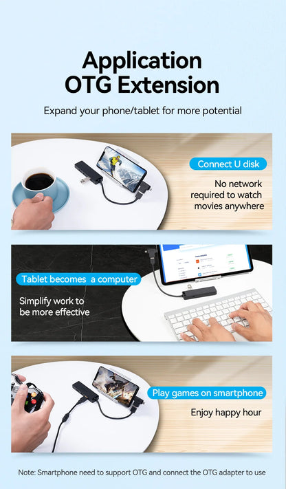 Vention USB 3.0 Hub 4 Porttia - Ohut Nopea Jakaja MacBook, PC & Laptop