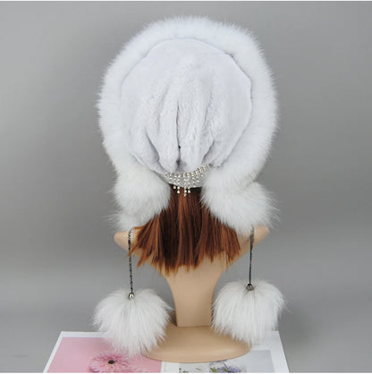 Women's genuine fox fur hat, different shades