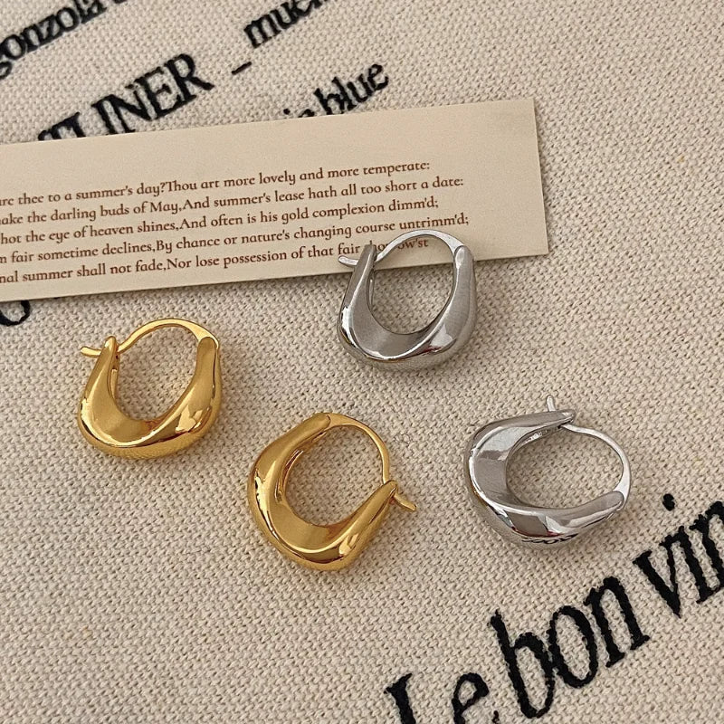 925 Hopea rengas korvakorut, trendikäs chunky-tyyli