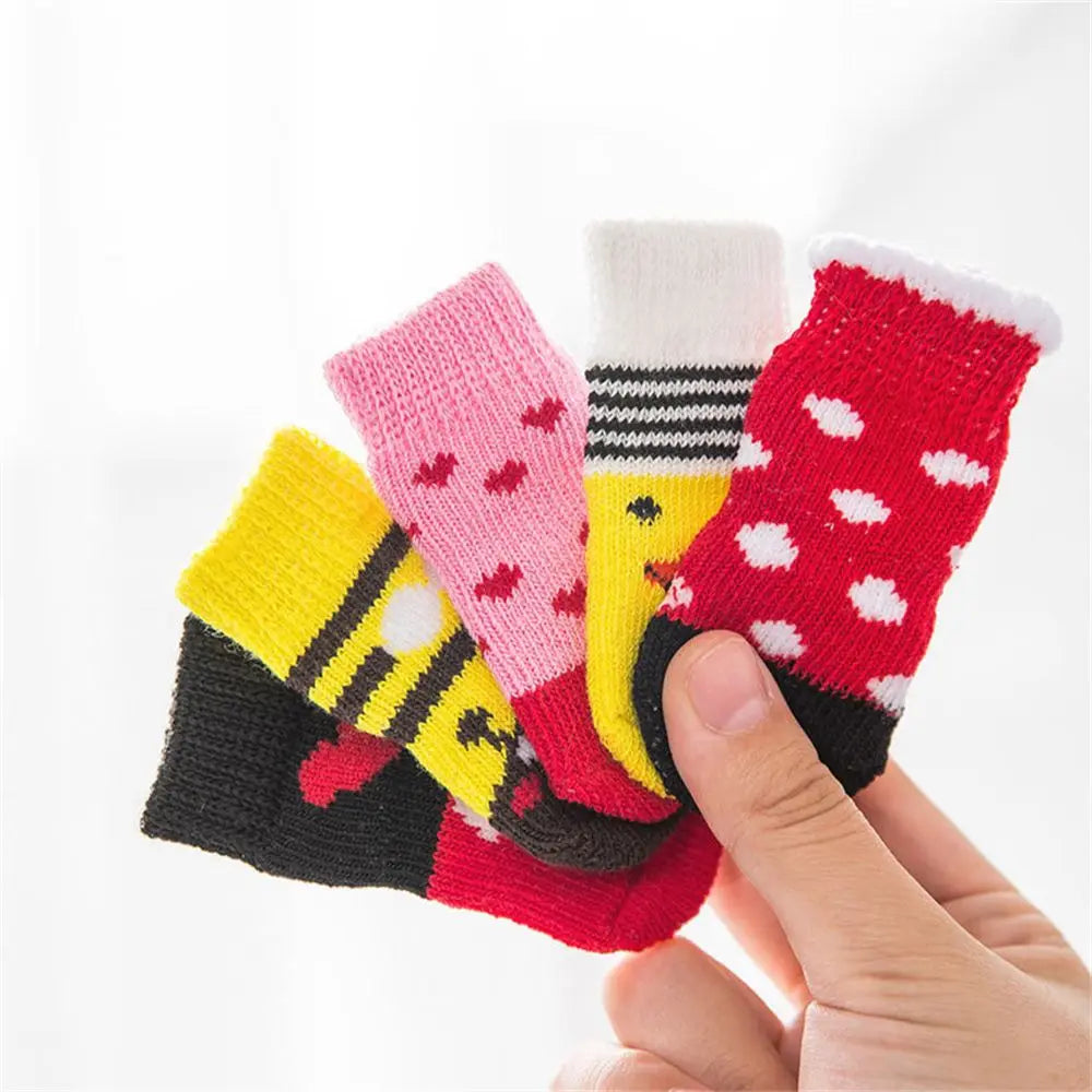 Breathable dog socks 4pcs, cotton socks with non-slip soles for dogs and cats