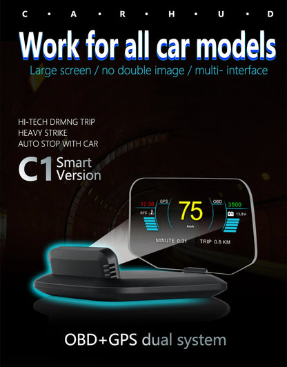 C1 HUD Head-Up Display - OBD2 GPS Navigointi Tuulilasiprojektori Autoon