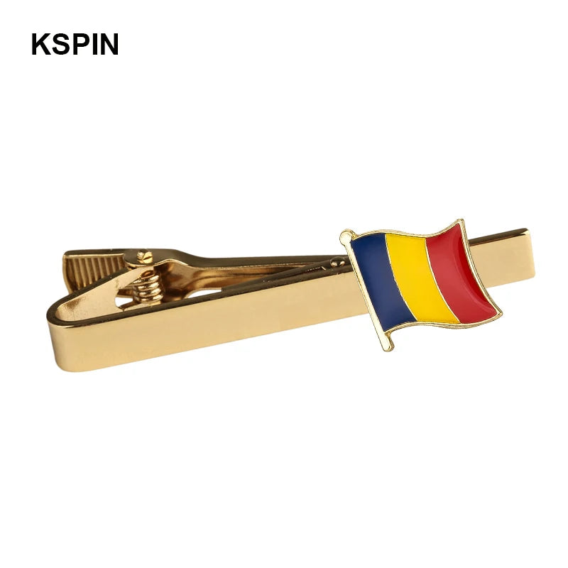 Men's national flag patterned tie bar, multiple countries