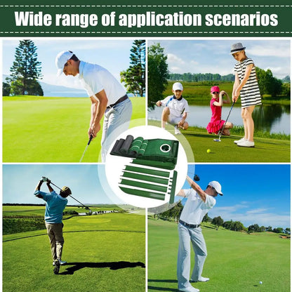 Golf putting practice mat, with guide lines and automatic ball return