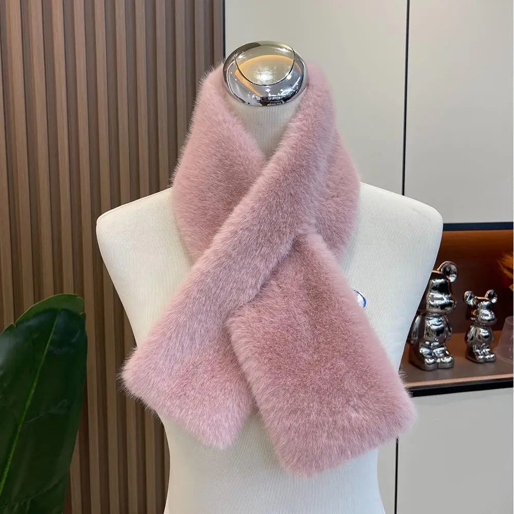 Soft women's rabbit fur scarf for winter