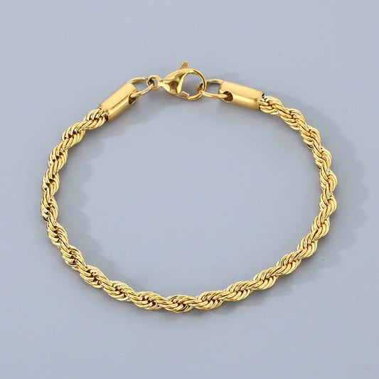 18k Gold Plated 925 Sterling Silver Bracelet 4mm, Unisex Design