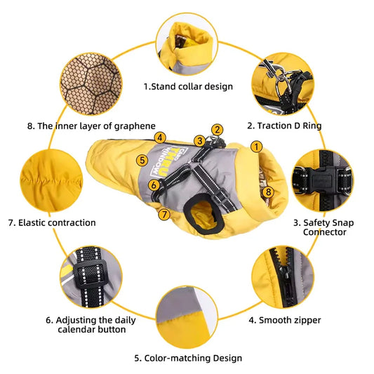 Warm dog winter coat for large dogs