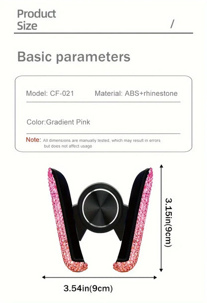 Timanttikoristeinen Auton Puhelinpidike - Ilmanvaihtoaukon Kiinnike Kristallilla