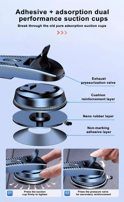 BLALION Autoteline Kojelaudalle – 360° Kääntyvä Painovoimateline Jatkojaloilla