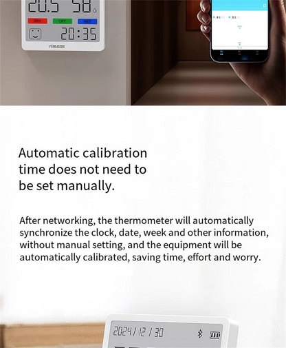 LCD Digitaalinen Lämpö- ja Kosteusmittari - Sisäilmamittari Kellolla