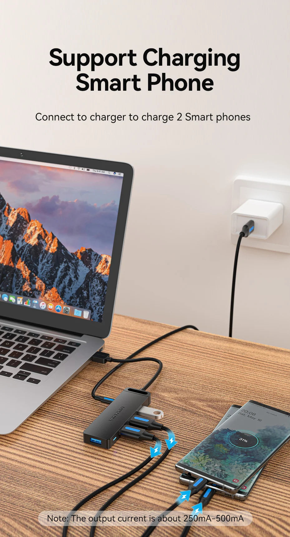 Vention USB 3.0 Hub 4 Porttia - Ohut Nopea Jakaja MacBook, PC & Laptop