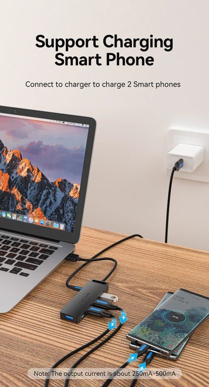 Vention USB 3.0 Hub 4 Porttia - Ohut Nopea Jakaja MacBook, PC & Laptop