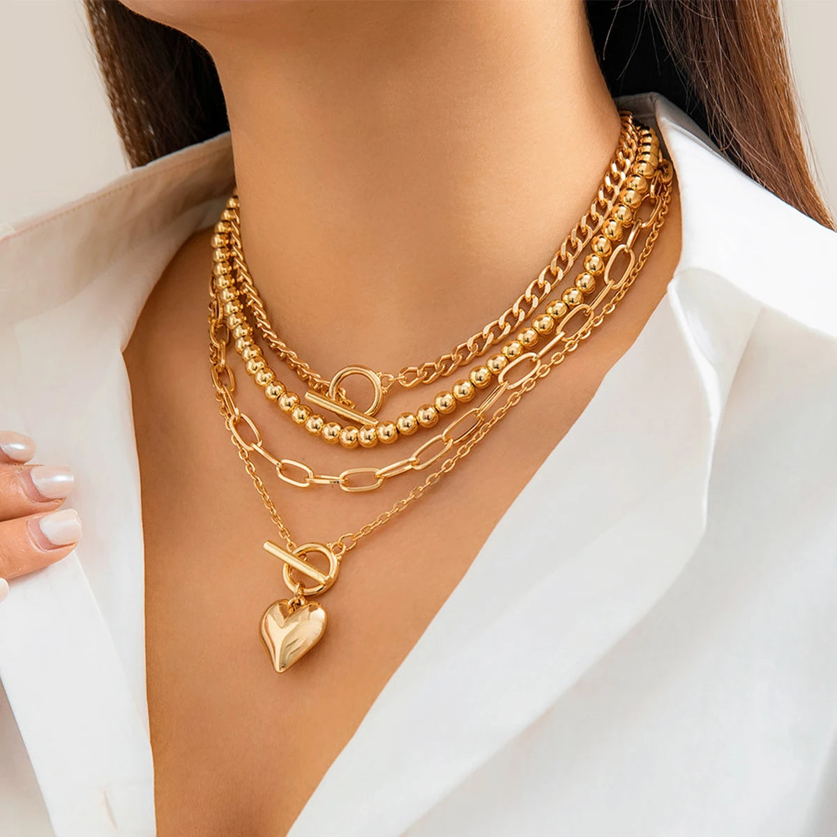 Heart pendant necklace set for women, full package