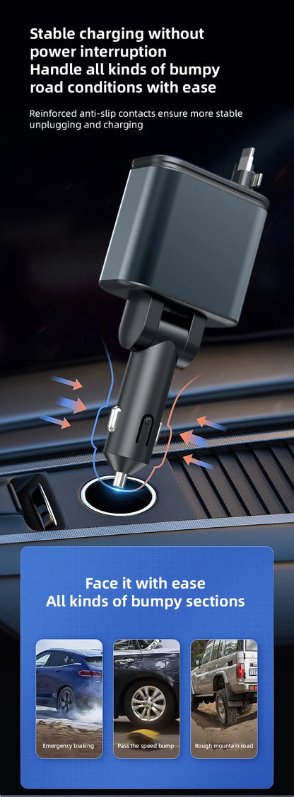 5-in-1 180W Autolaturi – Bluetooth 5.0 FM-lähetin, Pikalataus ja LED-valaistus