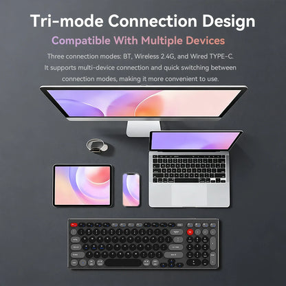 Hiljainen alumiininäppäimistö, kolme yhteystilaa, ergonominen, ohut