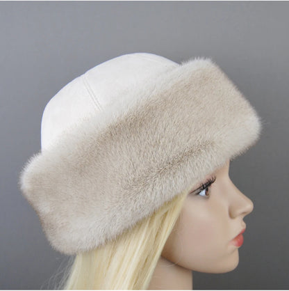 Women's luxury mink fur hat, available in different variations