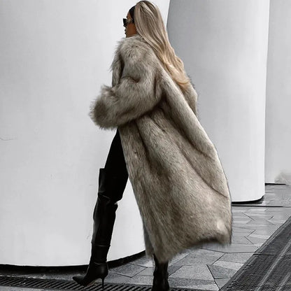 2025 Winter model faux fox fur coat for women, elegant design, latest model