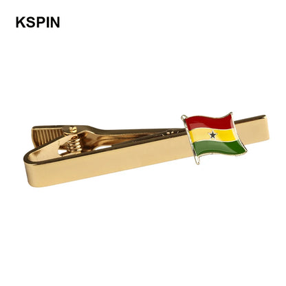 Men's national flag patterned tie bar, multiple countries