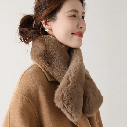 Soft women's rabbit fur scarf for winter