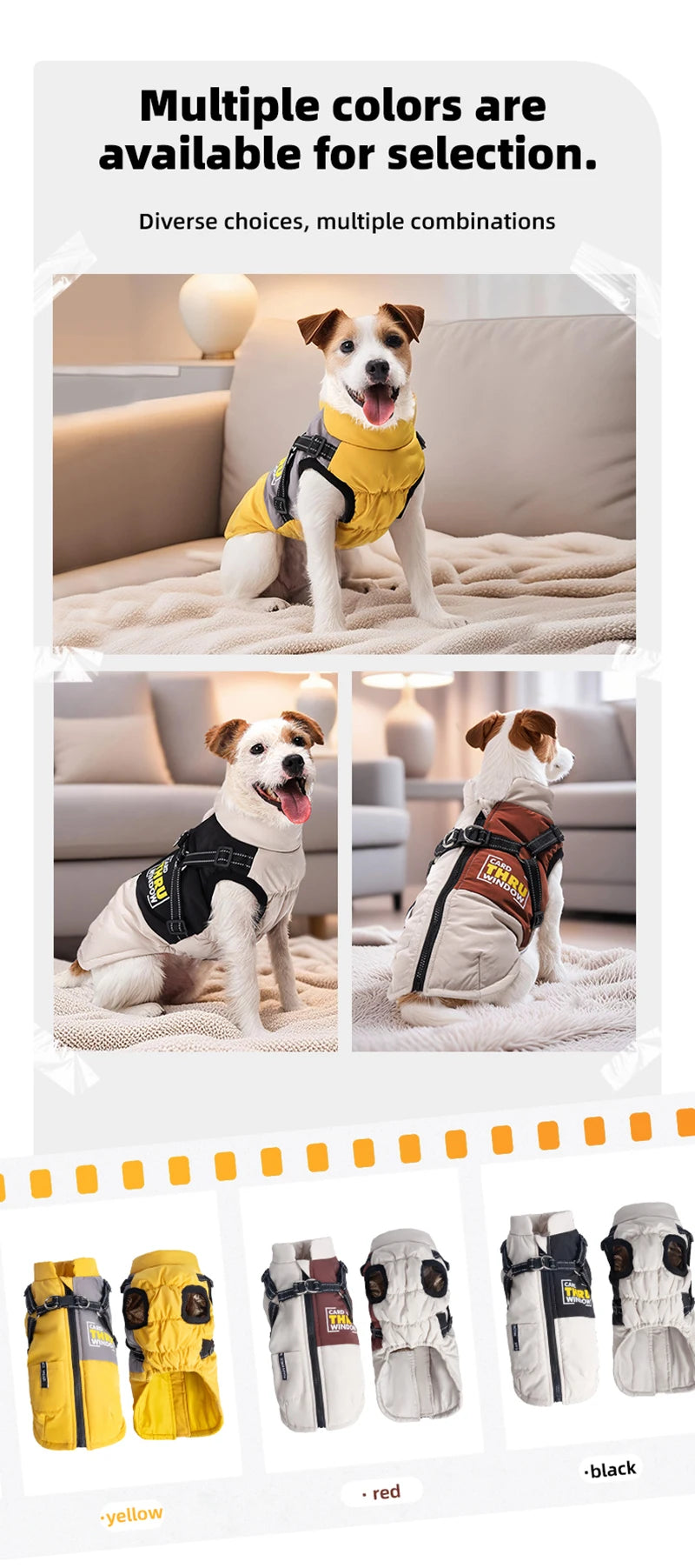 Warm dog winter coat for large dogs