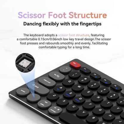 Hiljainen alumiininäppäimistö, kolme yhteystilaa, ergonominen, ohut