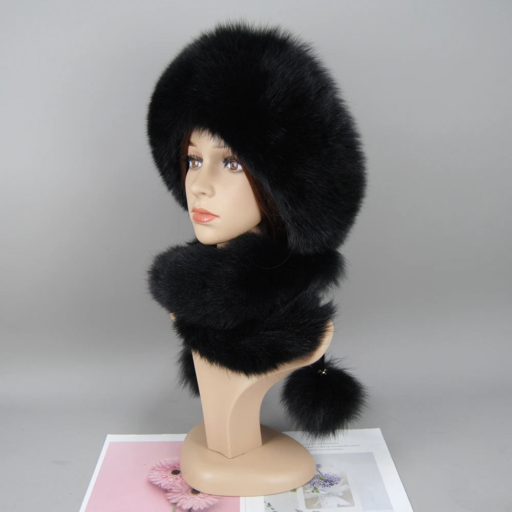 Women's genuine fox fur hat, different shades
