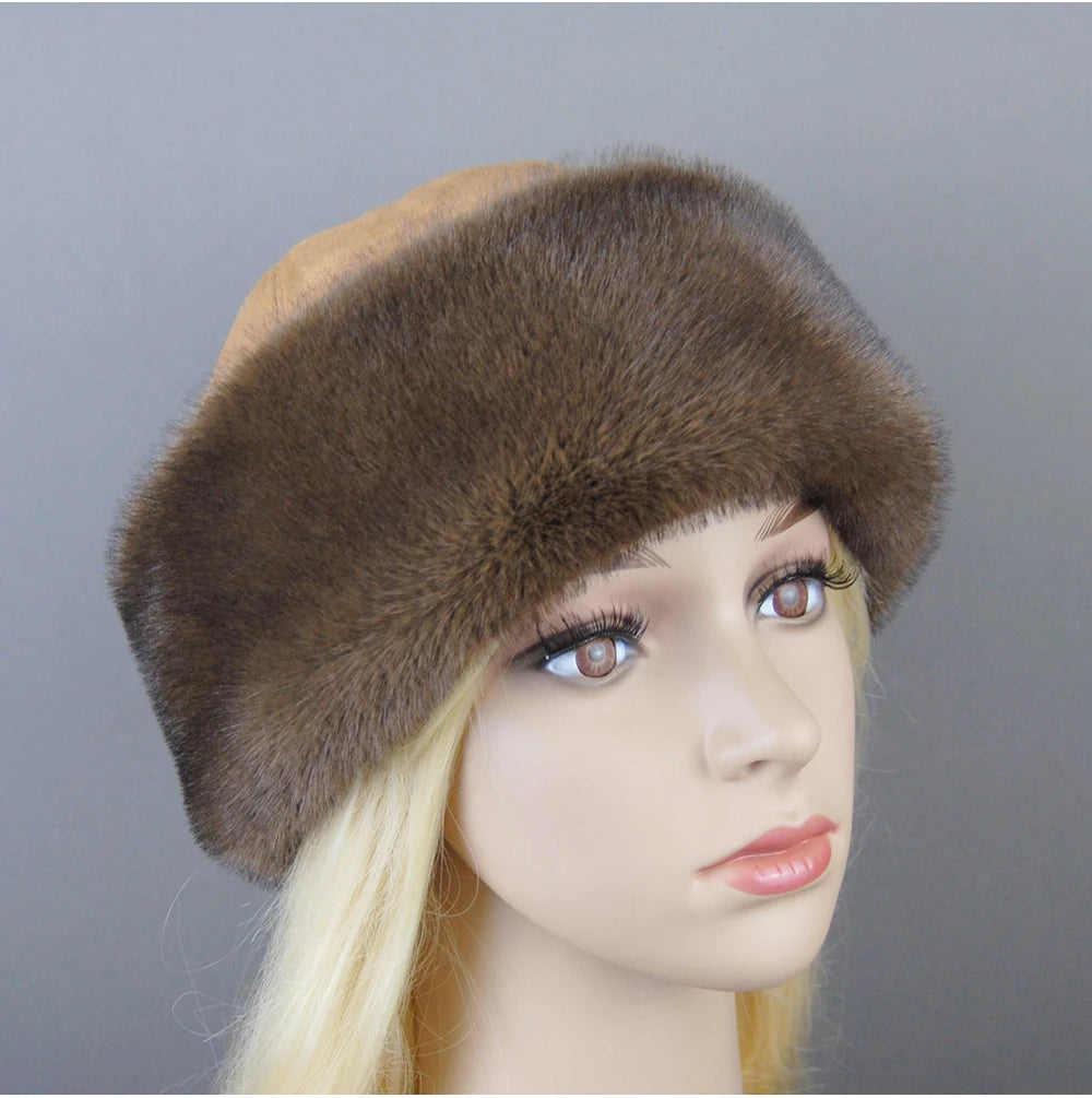 Women's luxury mink fur hat, available in different variations