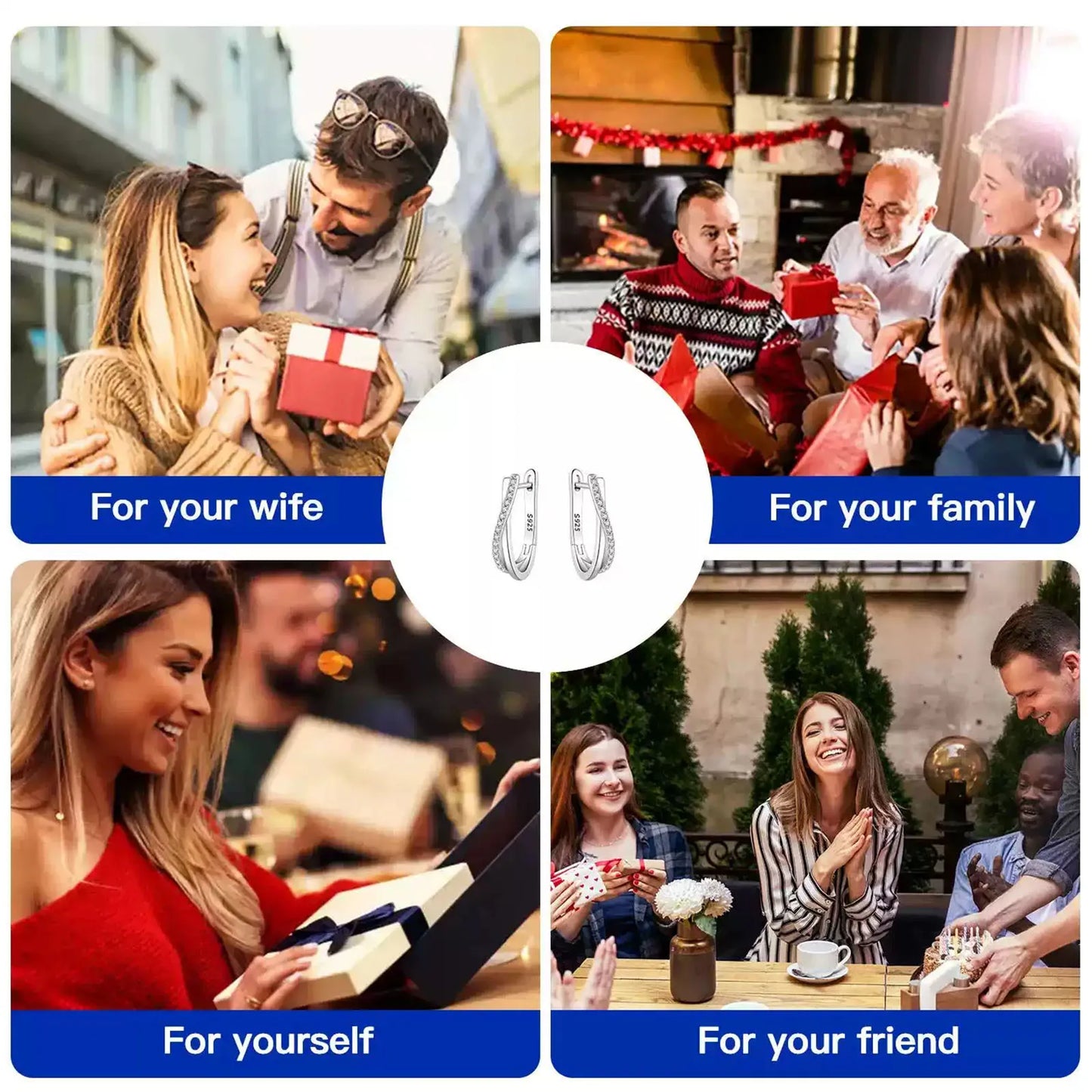 925 Hopea tähtirengas korvakorut zirkoniakivillä