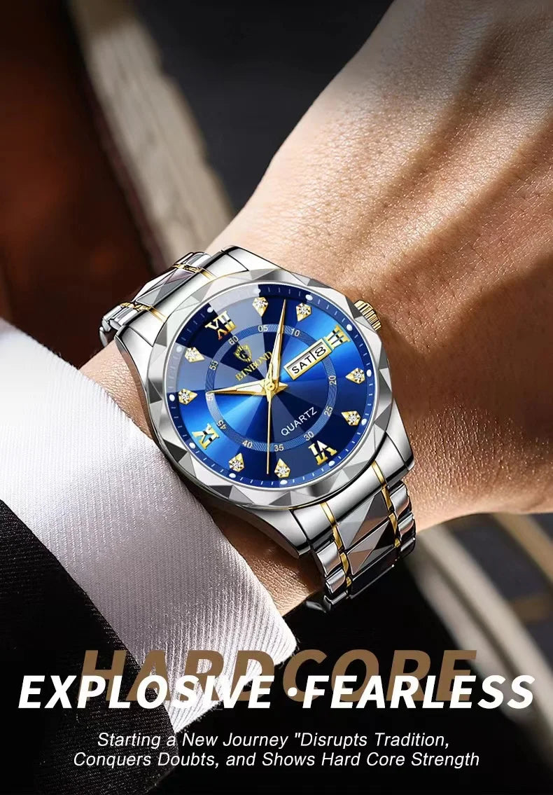 BINBOND Luxury watch for men, stylish design and practical functions