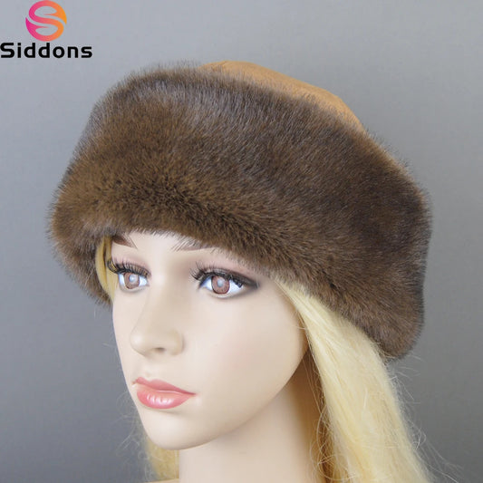 Women's luxury mink fur hat, available in different variations