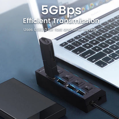 Elough USB 2.0 Hub 4/7 Porttia - Nopea Moniliitäntäinen Jakaja Kytkimellä