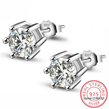 Gorgeous Moissanite Stud Earrings, 925 Silver Gold Plating, Wedding Jewelry