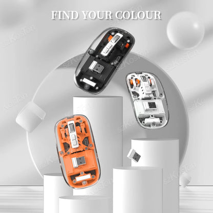 Langaton bluetooth läpinäkyvä pelihiiri, ladattava akku