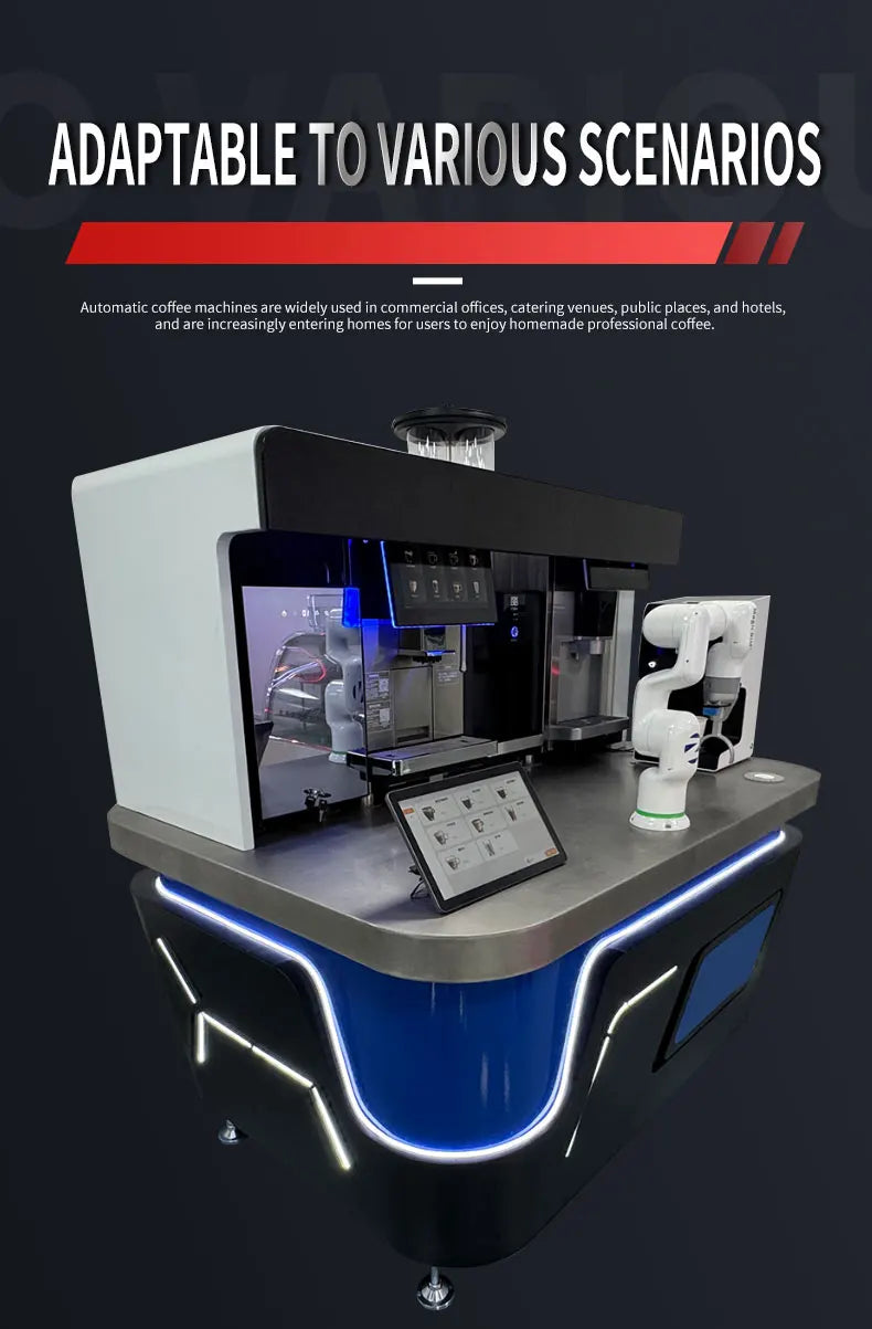 Fully automatic smart coffee machine, robotic arm, self-service
