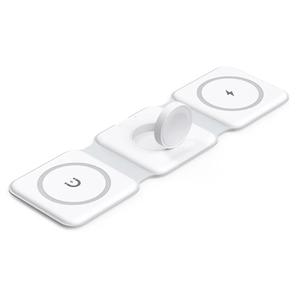 3-in-1 Taitettava Magneettinen Langaton Laturi – Matka- ja Kannettava – iPhone 12-15, AirPods