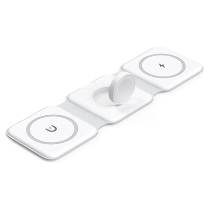3-in-1 Taitettava Magneettinen Langaton Laturi – Matka- ja Kannettava – iPhone 12-15, AirPods